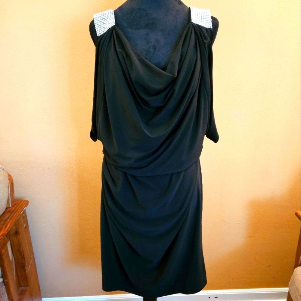 Scarlett Black Ruched Cowl Neck Sheath Dress